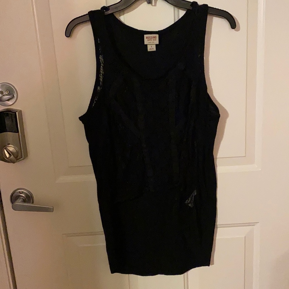 Black Half See Through Tank Top